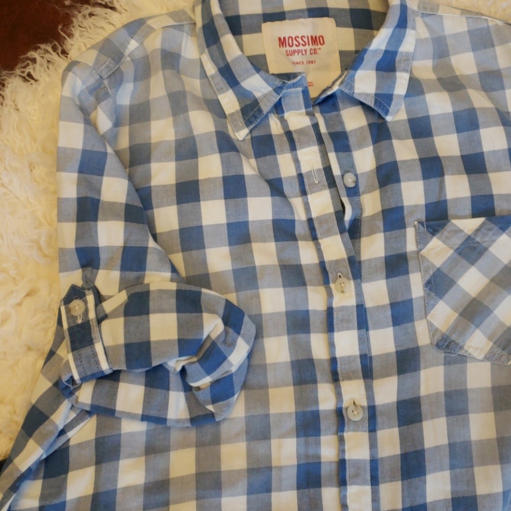 Blue Check Crop Button Up - Picture 5 of 5